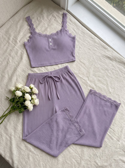Conjunto Pijama Feminino Cropped e Calça
