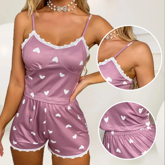 Pijama Feminino 2 Peças Renda Floral com Alças