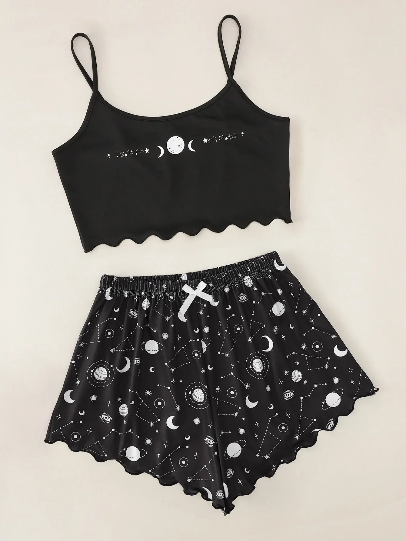 Pijama Feminino Lua e Estrelas 2 Peças Alça Fina
