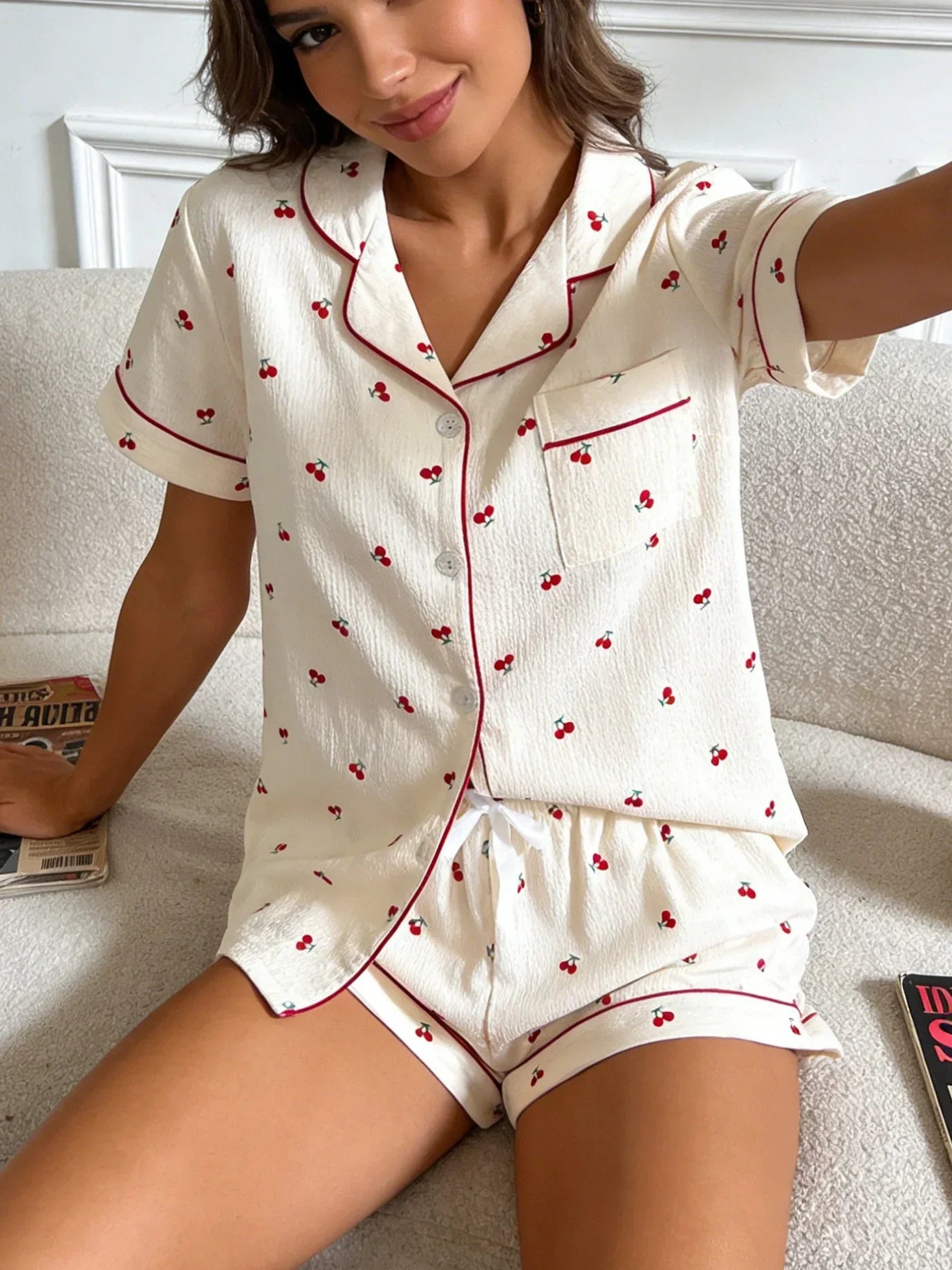 Conjunto Doce Cereja Bege