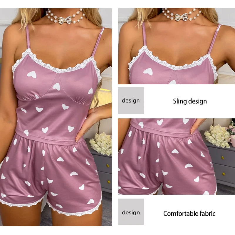 Pijama Feminino 2 Peças Renda Floral com Alças