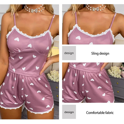 Pijama Feminino 2 Peças Renda Floral com Alças