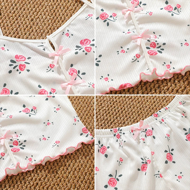Pijama Feminino Corações 2 Peças Alça Fina