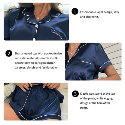 Conjunto Pijama Americano Cetim Noite