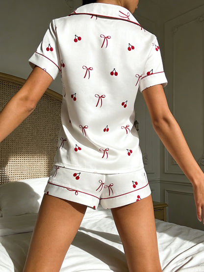 Conjunto Pijama 2 Peças Cerejas com Lacinho