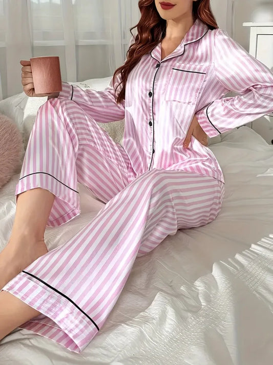 Conjunto Pijama Listras com Botões Outono/Inverno