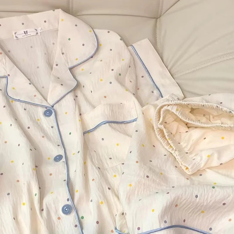 Pijama Feminino Poá de Algodão 2 Peças