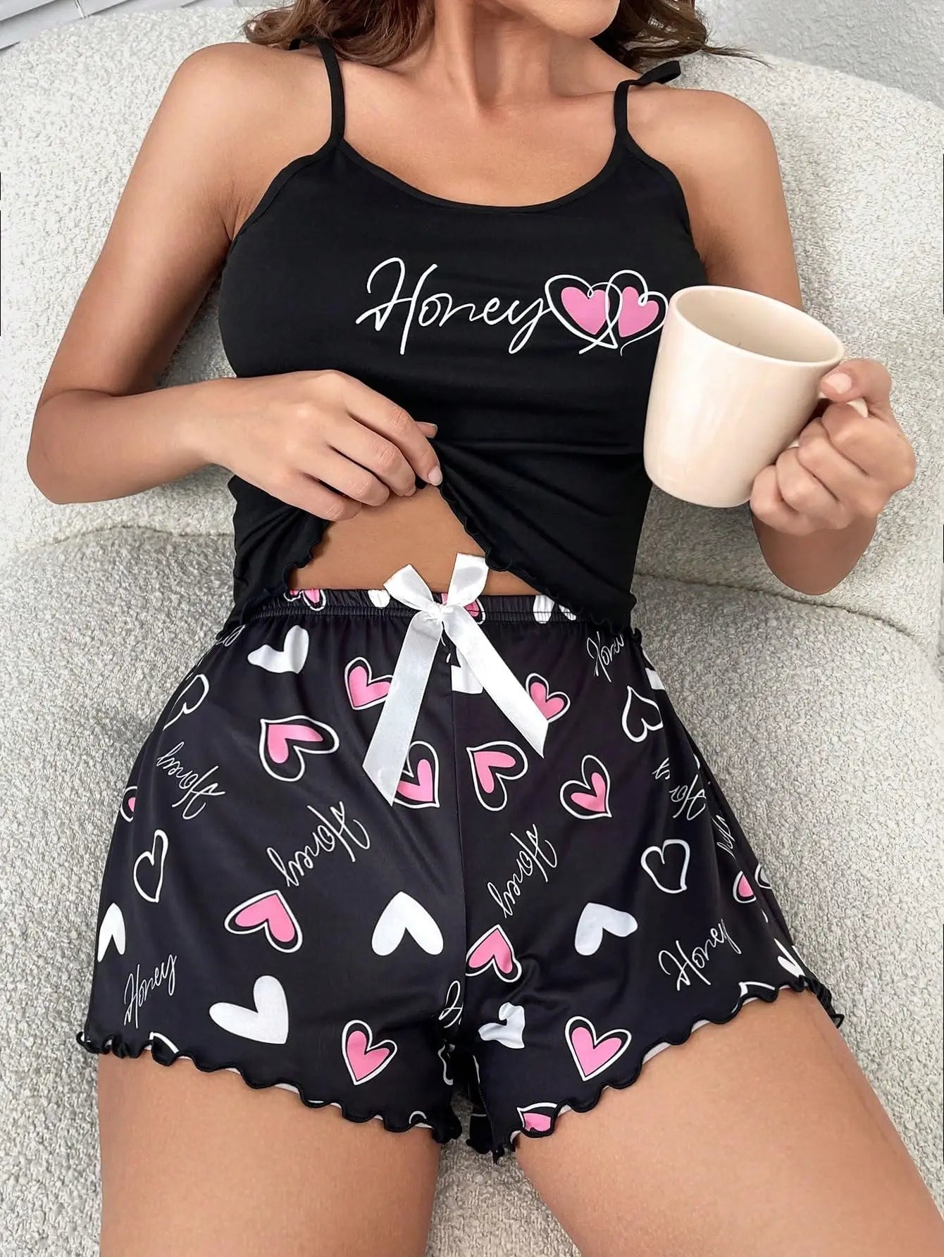 Pijama Feminino 2 Peças Renda Floral com Alças