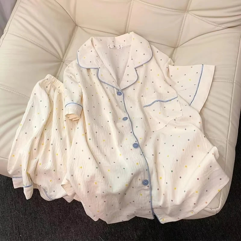 Pijama Feminino Poá de Algodão 2 Peças