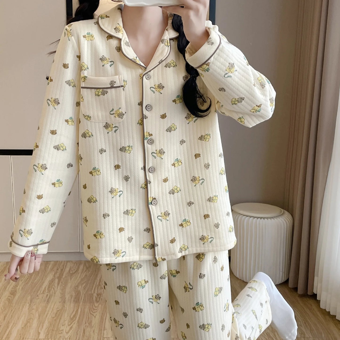 Conjunto Pijama Floral Algodão