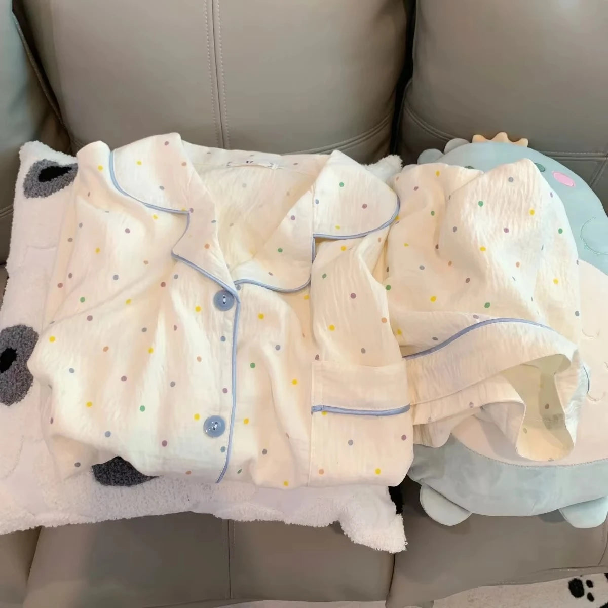 Pijama Feminino Poá de Algodão 2 Peças