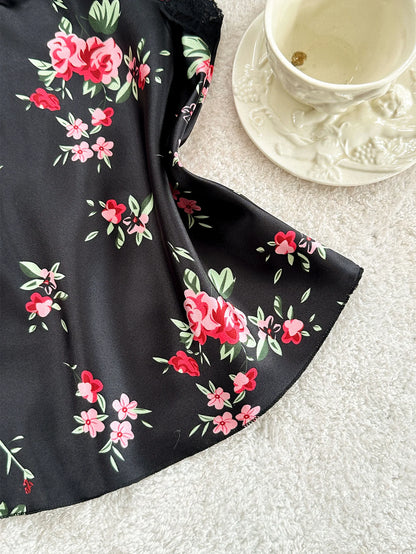 Conjunto Feminino 2 Peças Cetim com Renda Decote V