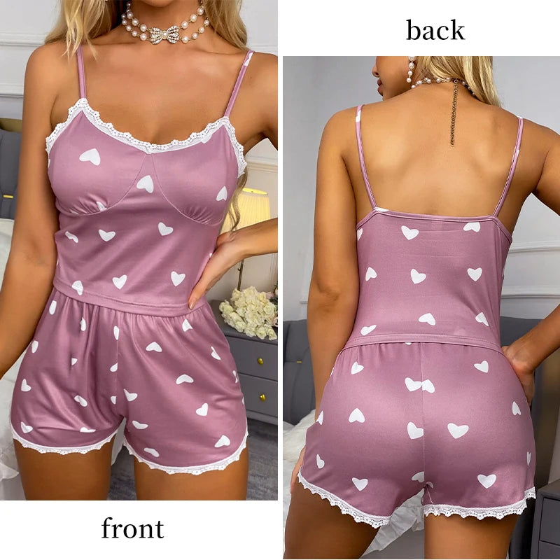 Pijama Feminino 2 Peças Renda Floral com Alças