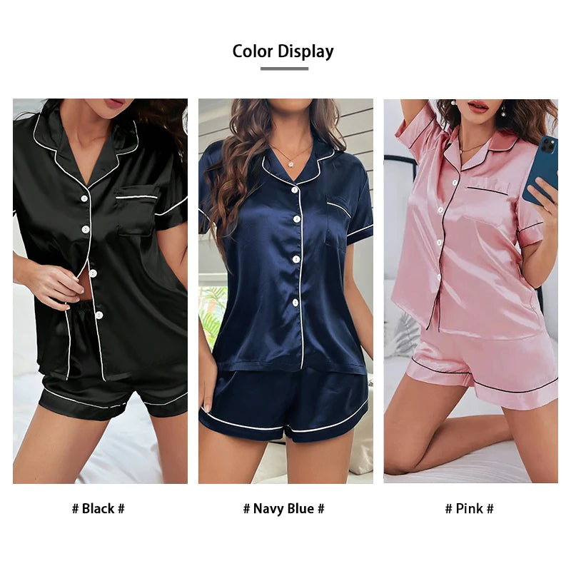 Conjunto Pijama Americano Cetim Noite