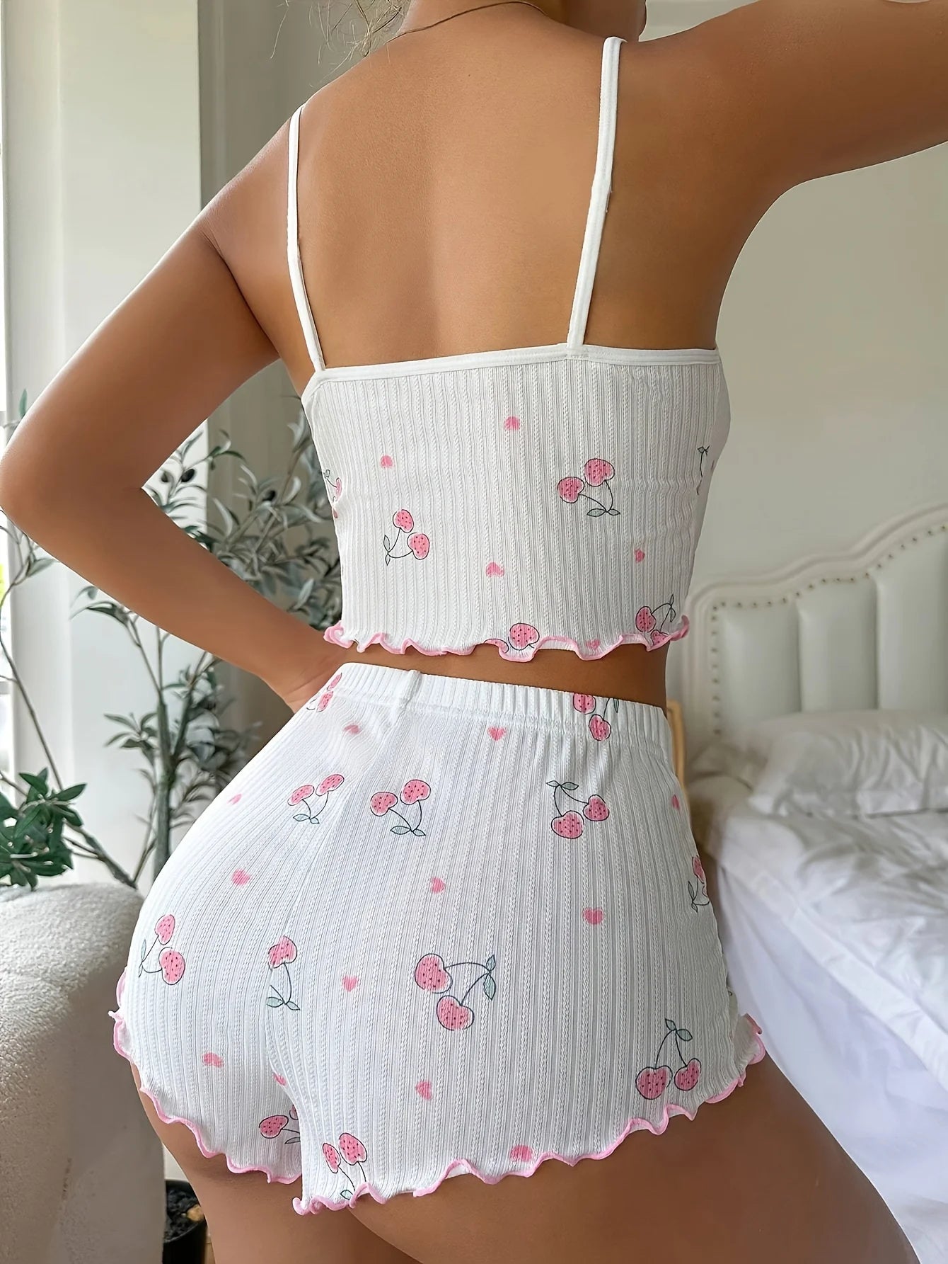 Pijama Feminino Corações 2 Peças Costas Abertas