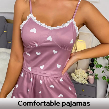 Pijama Feminino 2 Peças Renda Floral com Alças