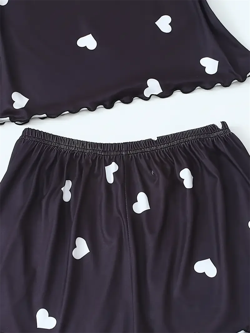 Pijama Feminino Corações 2 Peças Alça Fina
