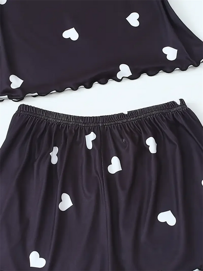 Pijama Feminino Corações 2 Peças Alça Fina