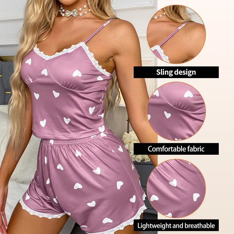 Pijama Feminino 2 Peças Renda Floral com Alças