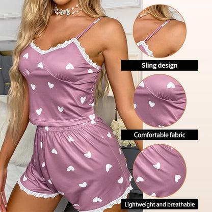 Pijama Feminino 2 Peças Renda Floral com Alças