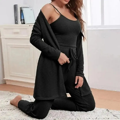 Pijama Feminino 3 Peças com Robe, Top e Calça